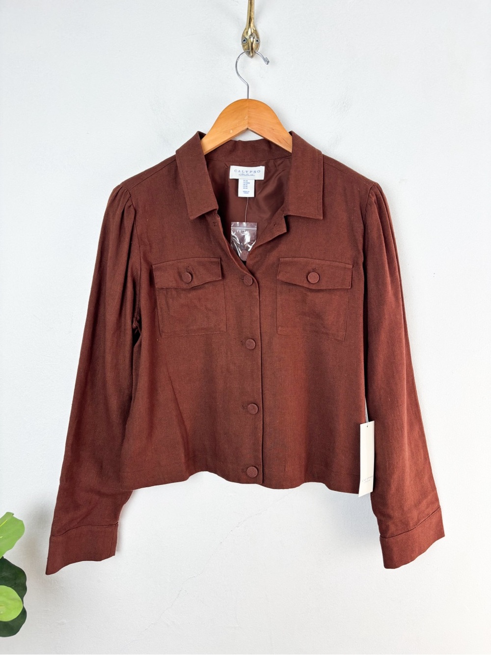 NWT Calypso St. Barth Brown Linen Blend Jacket Sz M